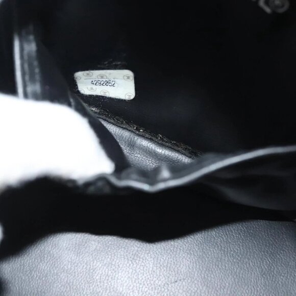 CHANEL Bicolore Vanity Hand Bag Lamb Skin Black Gold CC Auth 139540 - Picture 13 of 16